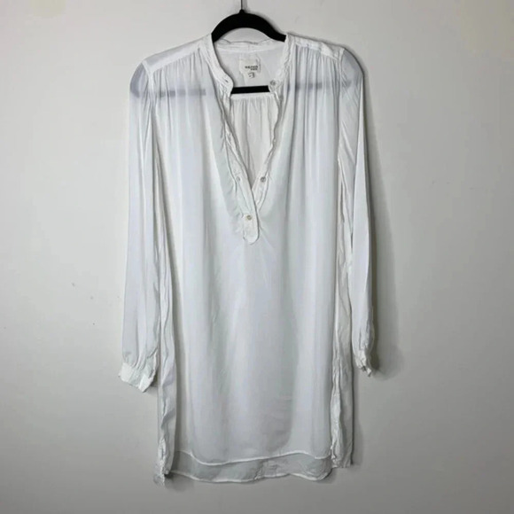 Aritzia Wilfred Free Collarless Shirt Dress Tunic Off White long sleeve Size XXS - Picture 7 of 12